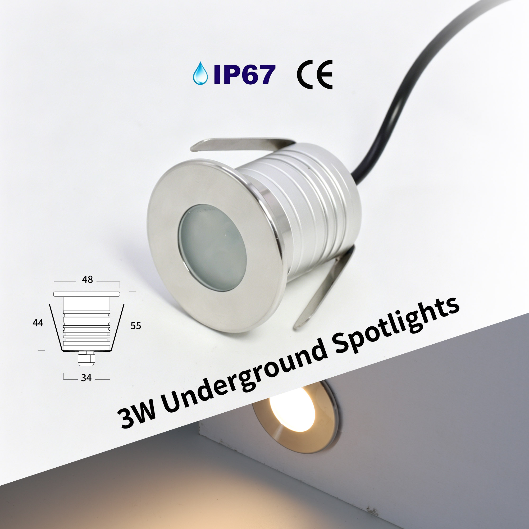 Pond Light Submersible - 3W LED تجمع الضوء تحت الماء
