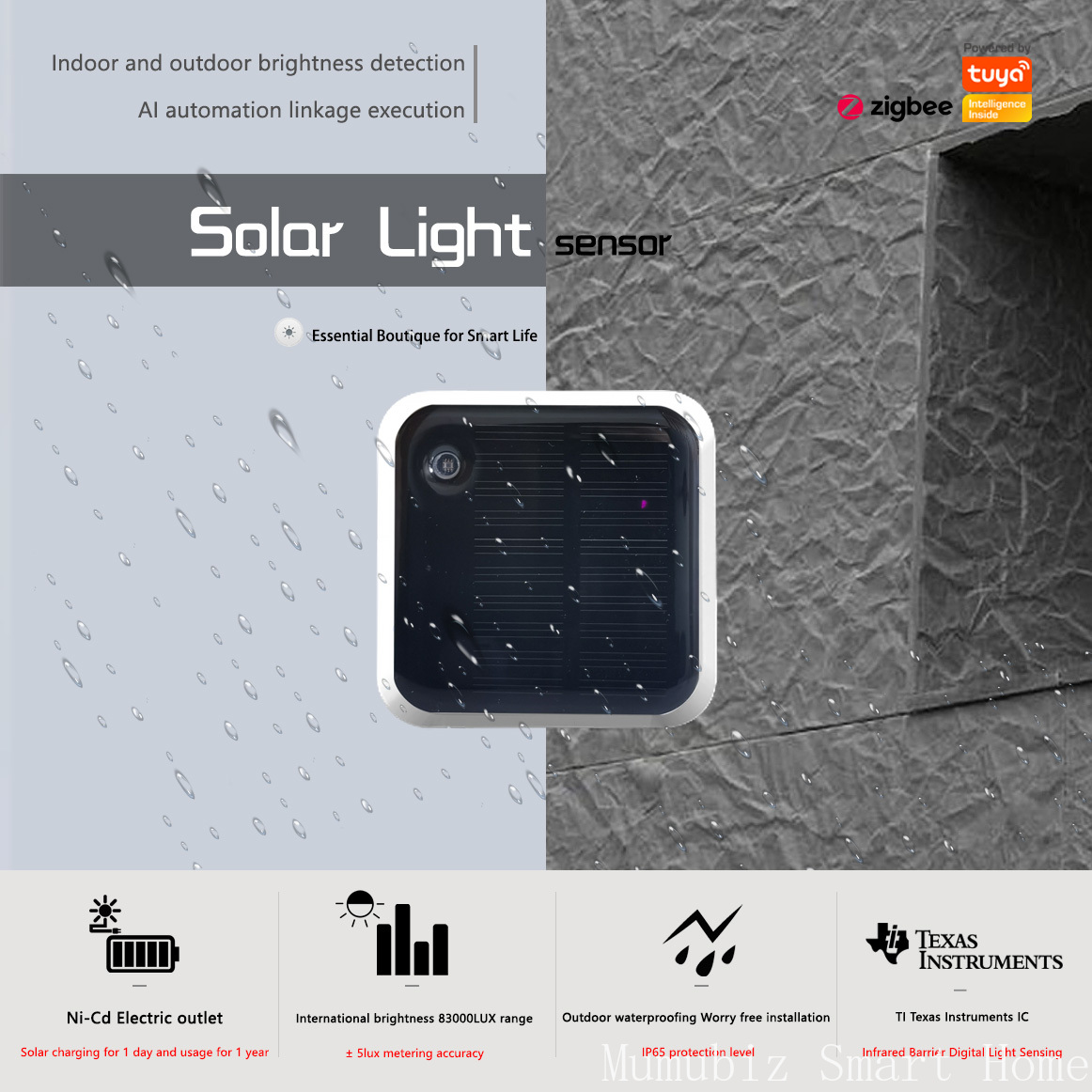 Outdoor Lighting Zigbee - مستشعر الضوء الشمسي Tuya Zigbee -