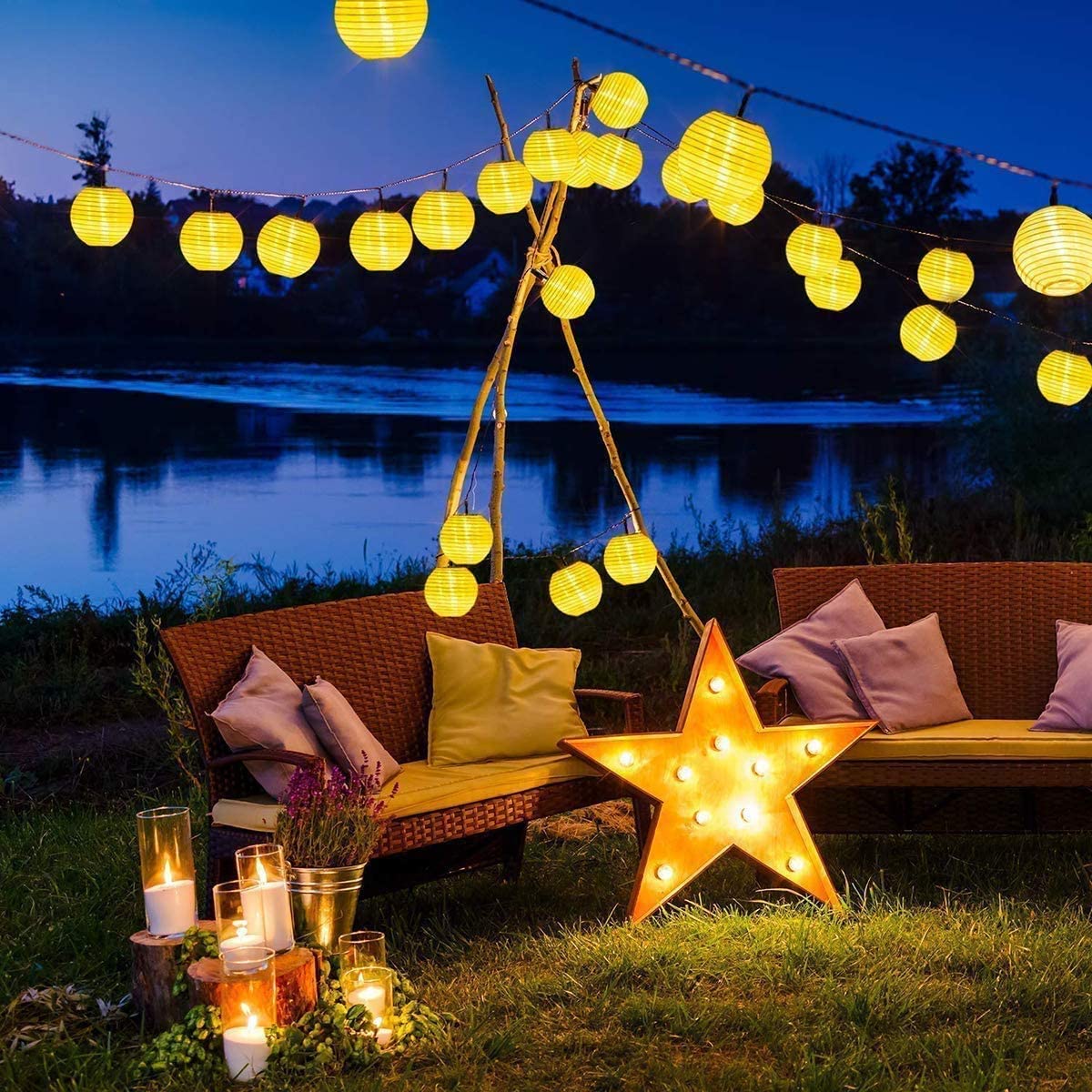 فانوس مضاد للماء سلسلة الشمسية - مراجعة Outdoor Lighting For Gazebo وسعره
