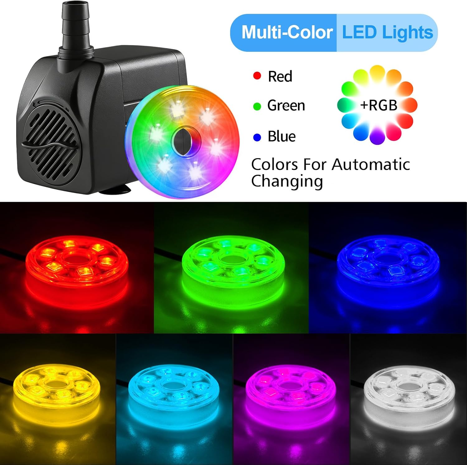 مضخة مياه غاطسة 210GPH مع إضاء - مراجعة Pond Light Submersible وسعره