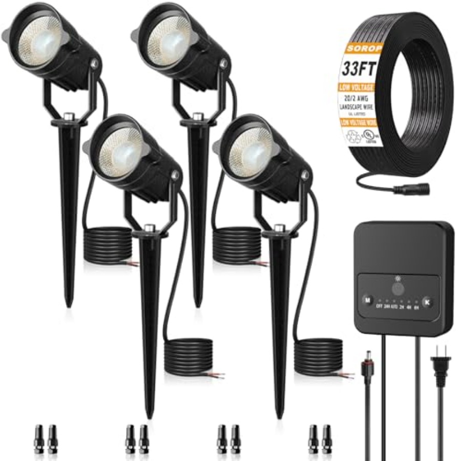 طقم إضاءة للمناظر الطبيعية منخ - مراجعة Outdoor Lighting Kits Low Voltage وسعره