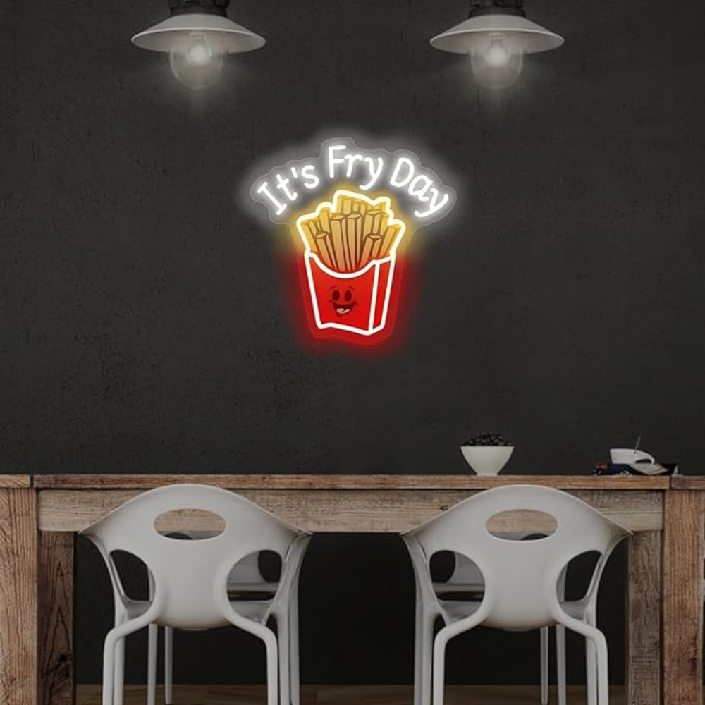البطاطس المقلية ضوء النيون ، ل - مراجعة Outdoor Lighting Restaurant وسعره
